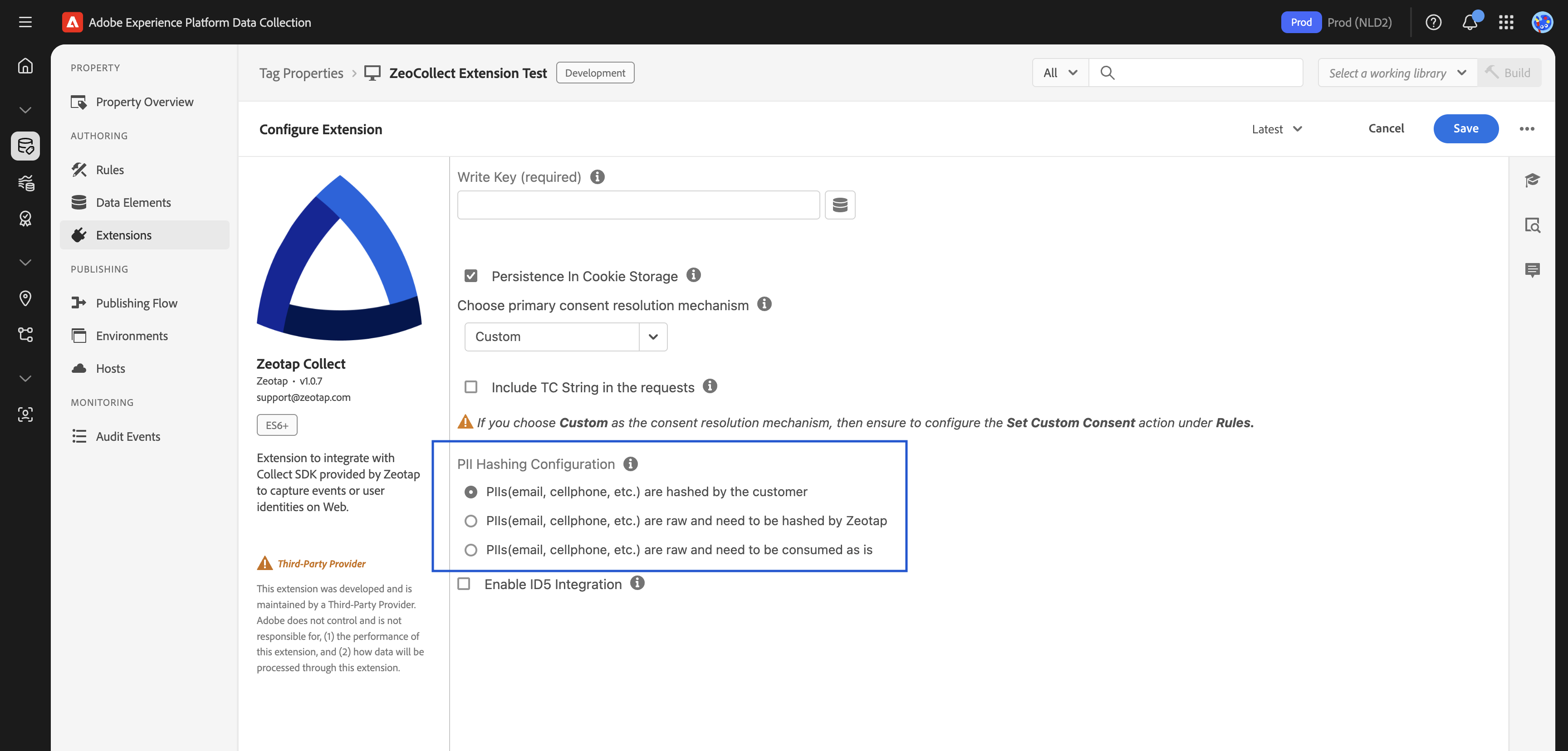 Hashing Configuration