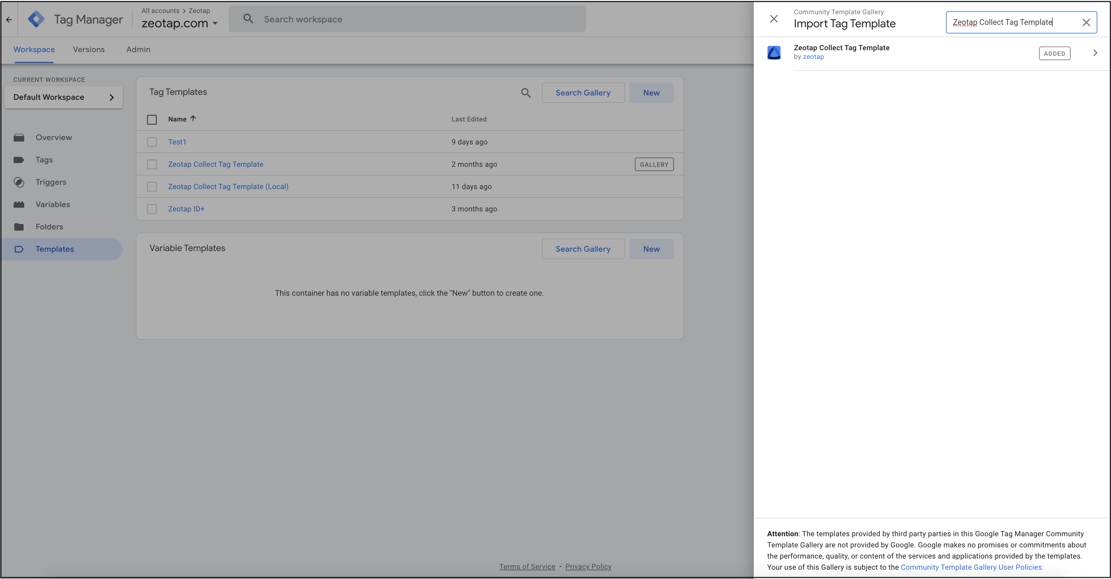 GTM Search Gallery Button