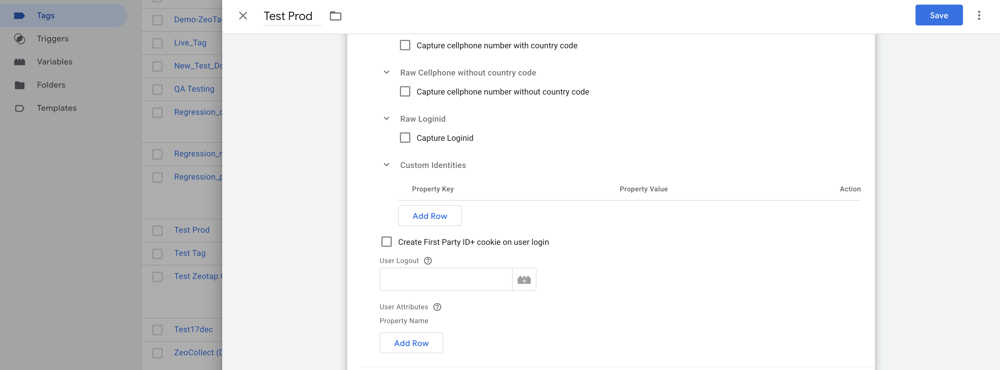 Logout Event Settings